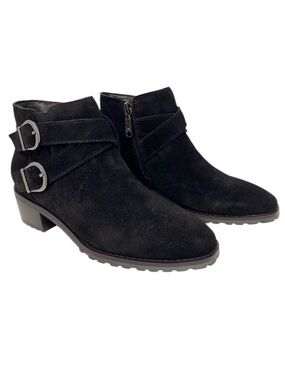 Blondo Black Waterproof Ankle Booties Double Buckle Side Zip Size 6.5 NWT